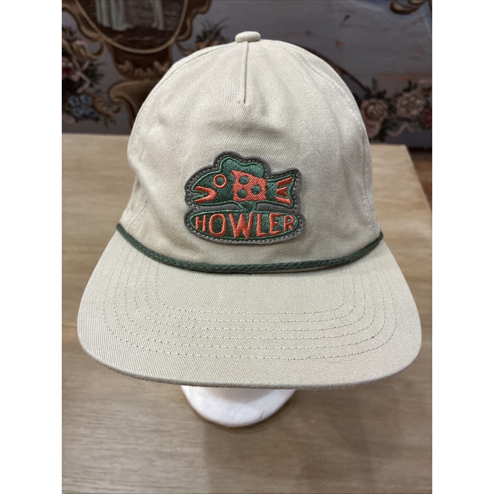 Howler Bros Snapback Something Fishy Hat Mens Beige Unstructured Fly Fishing Cap